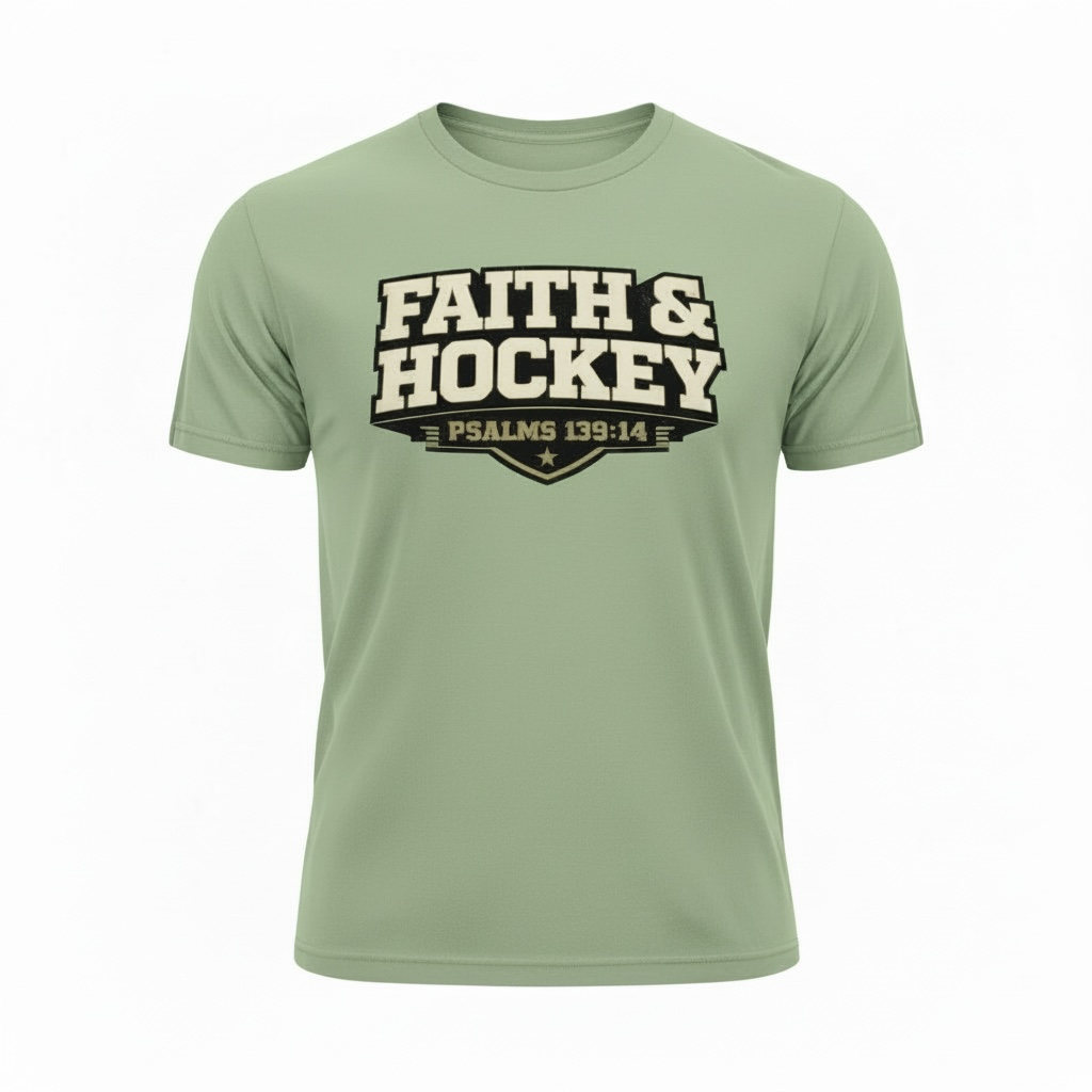 Faith & Hockey Psalms 139:14 Shirt Green