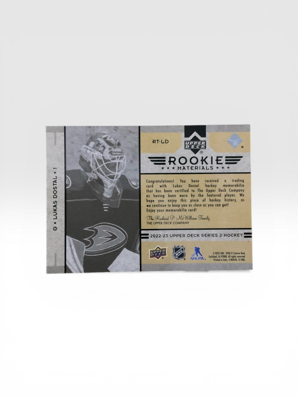 Lukas Dostal Rookie Materials 2022-23