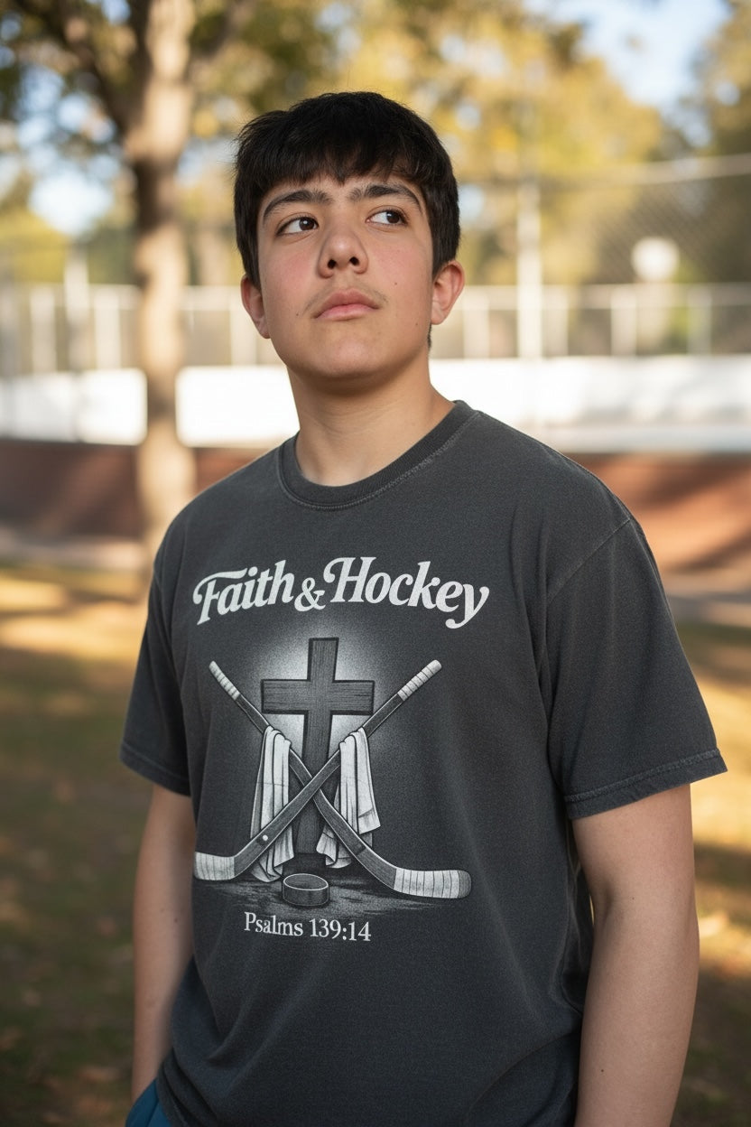 Faith & Hockey Play With Purpose Psalms 139:14 Shirt